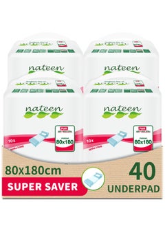 nateen Nateen Disposable Incontinence Underpads, 80 x 180 cm, 40 Pcs Bed Pads for Mattress Furniture Sofa Chair Protector High Absorbency Mats.  - Image 1