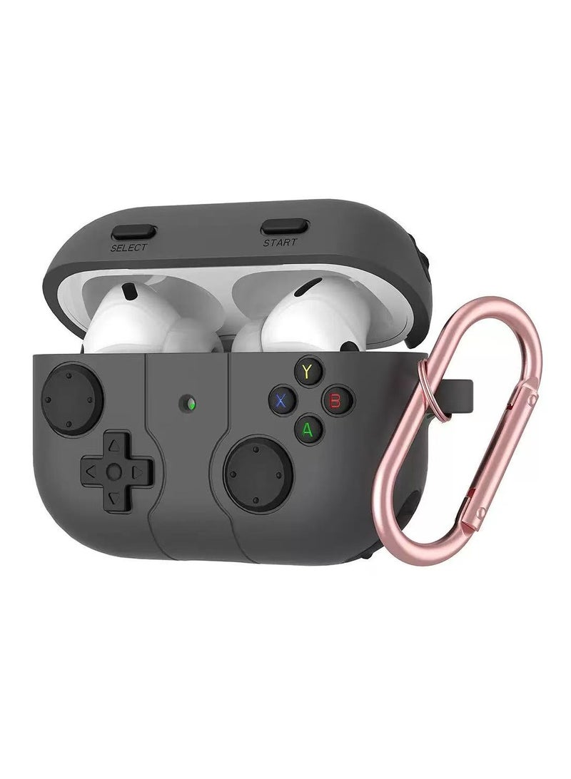 دكينج هذه الحافظة الواقية للعبة مناسبة لسماعات AirPods Pro 3، تأتي مع حمالة مفاتيح، متوافقة مع سماعات Apple AirPods Pro 3، هي حافظة سيليكون مضادة للصدمات لسماعات AirPods Pro 3، مناسبة للرجال والأولاد، رمادي داكن - Image 1