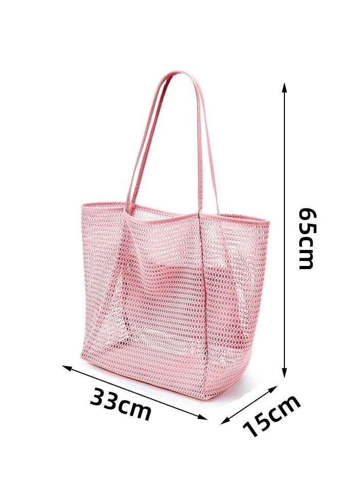 Ciara Folding beach bag mesh handbag, women's shoulder bag shopping bag summer outdoor travel bag - Image 3