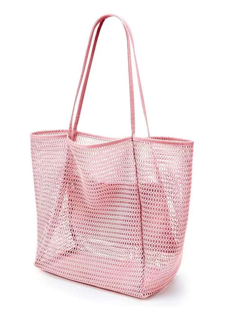 Ciara Folding beach bag mesh handbag, women's shoulder bag shopping bag summer outdoor travel bag - Image 1