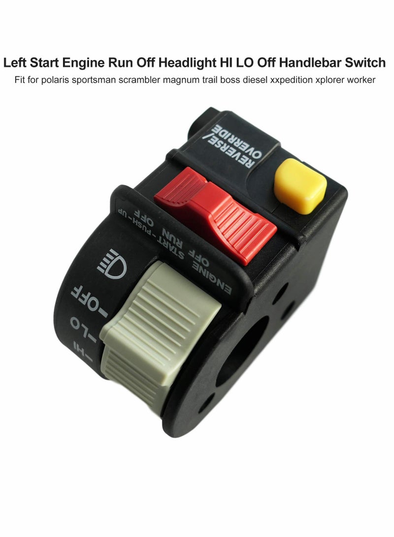 SOLARAE Left Handlebar Bar Switch, Engine Start Run Off Headlight HI-LO Off Start Light Switch for Polaris Magnum Scrambler Sportsman Trail Boss Worker Xpedition Xplorer 1999-2001, 4010262 4110243 4110248 - Image 3