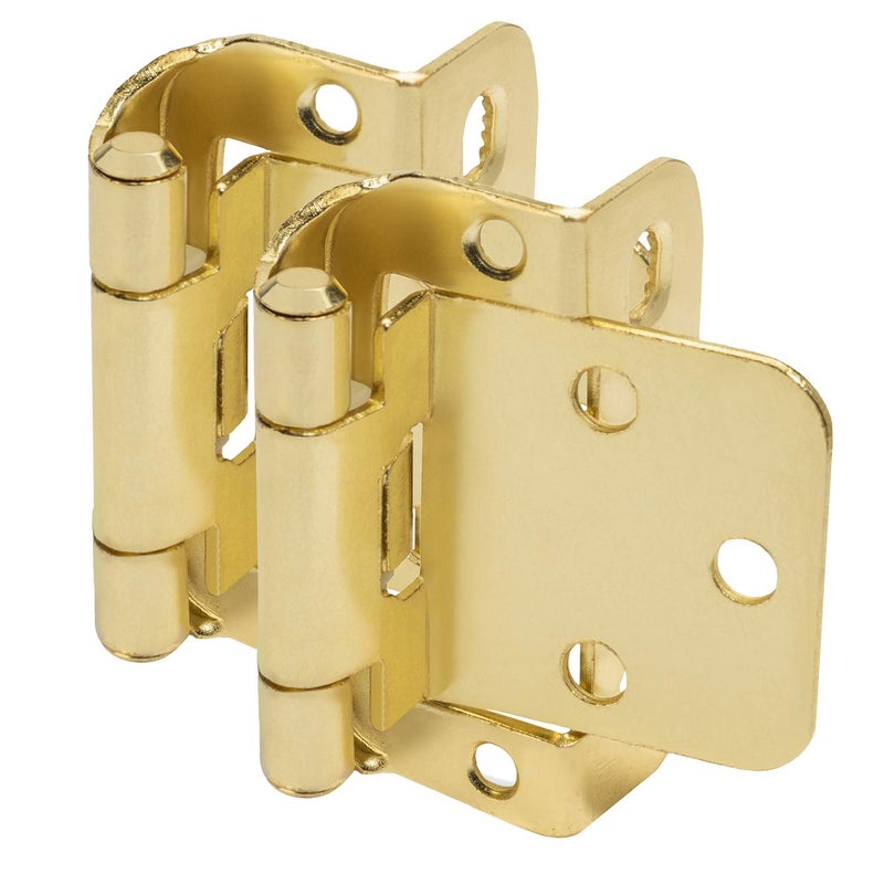 Cosmas 10 Pair Pack - Cosmas 18650-BB Brushed Brass Self Closing Partial Wrap Cabinet Hinge 1/2" Inch Overlay (Pair) [18650-BB] - Image 4