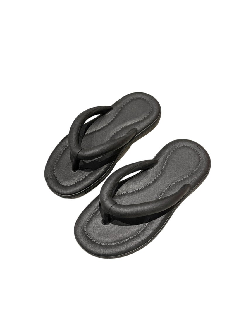Huitich Women’s Lightweight Summer Flip-Flops Fashionable Beach & Casual Slippers Black Color Size 38-39 - Image 1