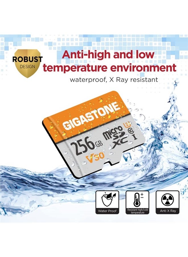 Gigastone 256GB 2-Pack Micro SD Card, 4K Video Pro, GoPro, Surveillance, Security Camera, Action Camera, Drone, 100MB/s MicoSDXC Memory Card UHS-I V30 Class 10