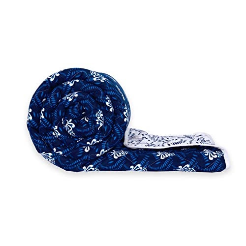 Divine Casa Microfibre Quilt AC Blanket,120 GSM All Season Reversible Double Bed Size Comforter, Lightweight Blanket for Mild Winter (230 x 254, Abstract, White Navy Blue)| TC - 144 - Image 2