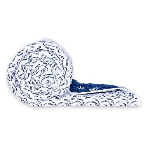 Divine Casa Microfibre Quilt AC Blanket,120 GSM All Season Reversible Double Bed Size Comforter, Lightweight Blanket for Mild Winter (230 x 254, Abstract, White Navy Blue)| TC - 144 - Image 1