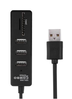 نيبمينينت موزع ب3 منافذ USB 2.0 مع قارئ بطاقات SD/TF أسود  - Image 1