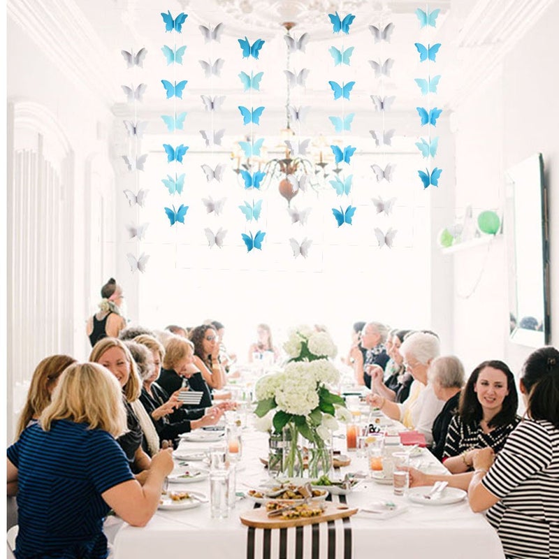 zilue Butterfly Banner Decorative Paper Garland for Wedding Baby Shower Birthday Theme Decor 110 Inches Long Pack of 2 Pieces White - Image 5