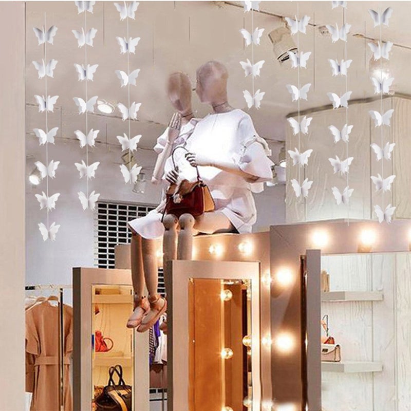 zilue Butterfly Banner Decorative Paper Garland for Wedding Baby Shower Birthday Theme Decor 110 Inches Long Pack of 2 Pieces White - Image 3