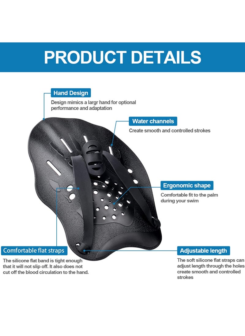 GNAFOTU Swimming Hand Paddles for Adult and Junior (1 Pair), Power Strength Train Swim Fins Pool Exercise Swimming Accessories for Novice and Professional Use  - Image 2