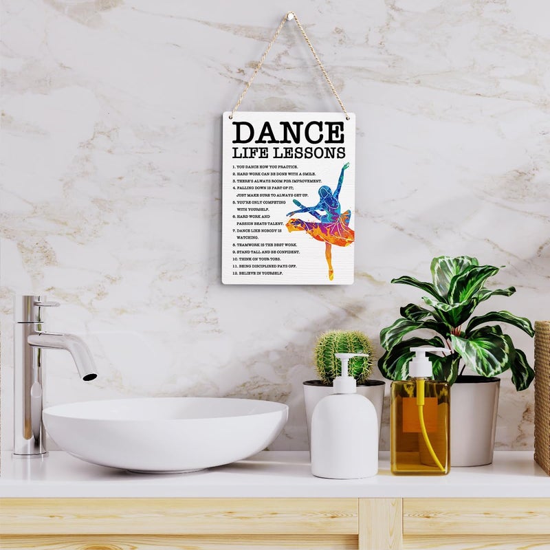 BELLOWDEER Dance Life Lessons Wood Sign Inspirational Ballet Wall Decor Art  Motivational Ballet Quotes Wall Art Decor Signs for Home Office Bedroom Dance Room Decoration  Senior Ballet Dancer Gifts  8x10 Inches - Image 5