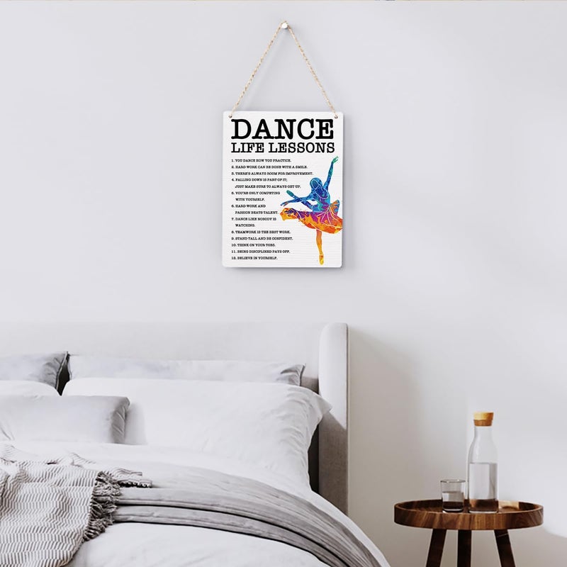 BELLOWDEER Dance Life Lessons Wood Sign Inspirational Ballet Wall Decor Art  Motivational Ballet Quotes Wall Art Decor Signs for Home Office Bedroom Dance Room Decoration  Senior Ballet Dancer Gifts  8x10 Inches - Image 3