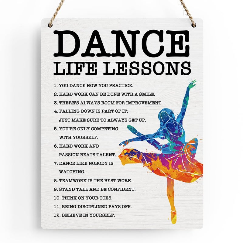 BELLOWDEER Dance Life Lessons Wood Sign Inspirational Ballet Wall Decor Art  Motivational Ballet Quotes Wall Art Decor Signs for Home Office Bedroom Dance Room Decoration  Senior Ballet Dancer Gifts  8x10 Inches - Image 1