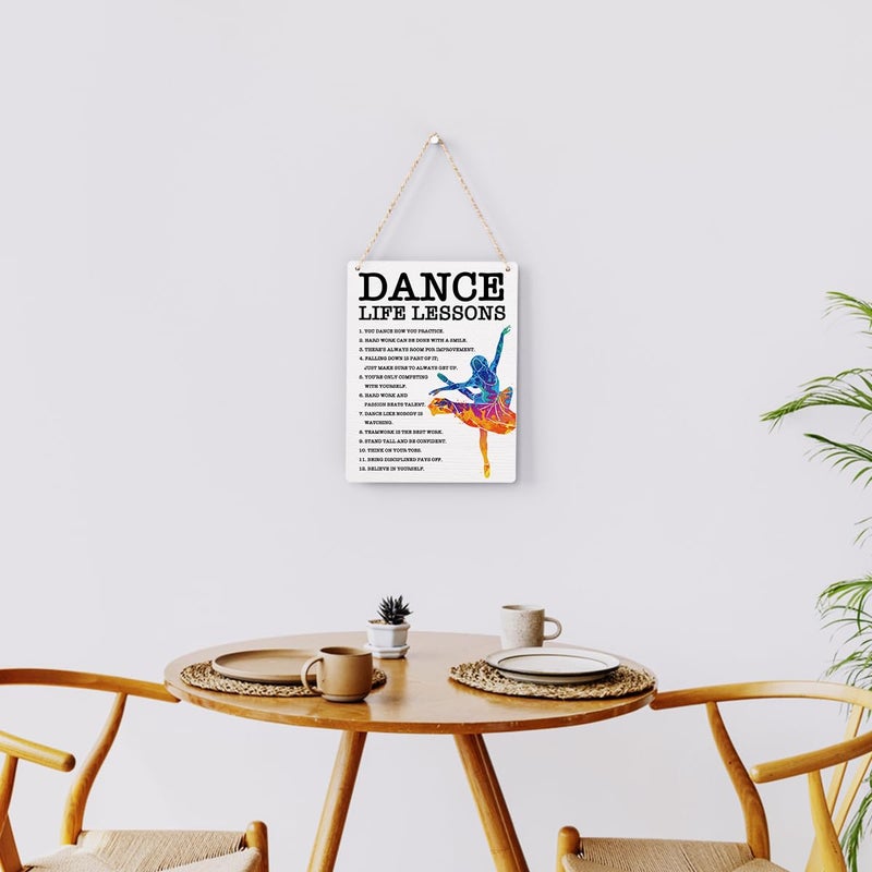 BELLOWDEER Dance Life Lessons Wood Sign Inspirational Ballet Wall Decor Art  Motivational Ballet Quotes Wall Art Decor Signs for Home Office Bedroom Dance Room Decoration  Senior Ballet Dancer Gifts  8x10 Inches - Image 4