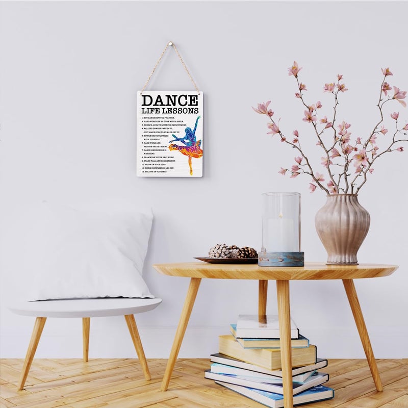 BELLOWDEER Dance Life Lessons Wood Sign Inspirational Ballet Wall Decor Art  Motivational Ballet Quotes Wall Art Decor Signs for Home Office Bedroom Dance Room Decoration  Senior Ballet Dancer Gifts  8x10 Inches - Image 2