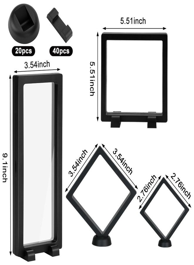 RETON 40 Pack 3D Floating Frame Display Case with Bases, Challenge Coin Display Holder Stands, Large Suspension PE Transparent Jewelry Storage Boxes for Medallions Specimen Stamps - Image 2