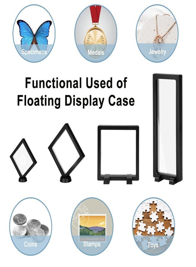 RETON 40 Pack 3D Floating Frame Display Case with Bases, Challenge Coin Display Holder Stands, Large Suspension PE Transparent Jewelry Storage Boxes for Medallions Specimen Stamps - Image 5