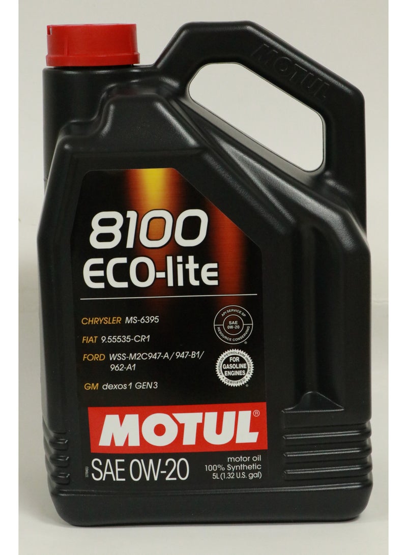 8100 ECO-Lite I 0W-20 Fully Synthetic Engine Oil (5 Liter) Imported from Europe