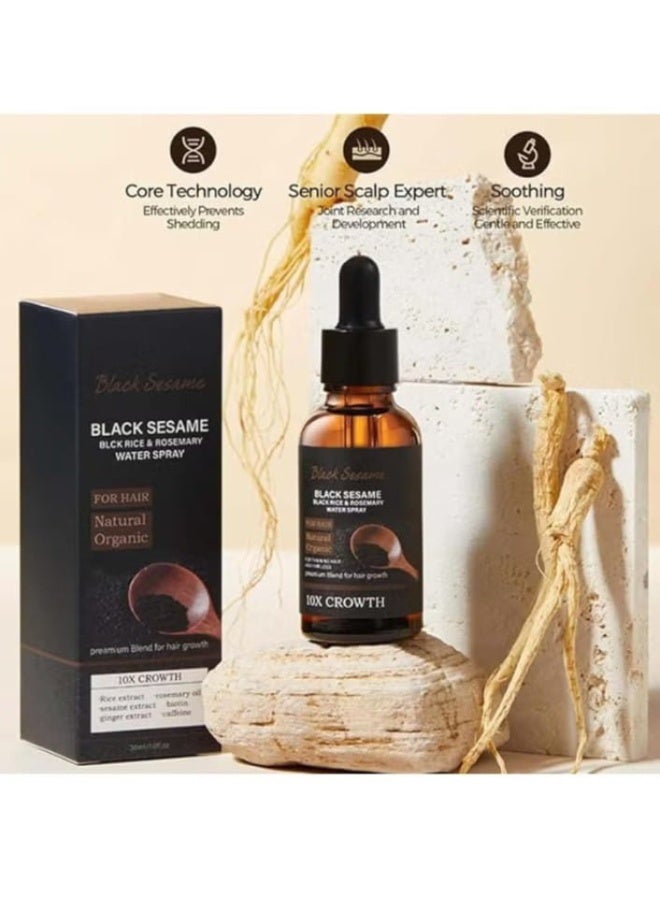 EELHOE Black Sesame Black Rice & Rosemary Water Spray, Black Sesame Hair Growth Serum, Black Sesame Serum 10X Hair Growth, 30ml