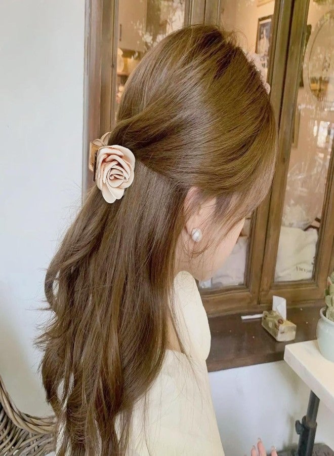 CoolShef مجموعة مشابك شعر CoolShef ثلاثية القطع على شكل زهرة، مشبك شعر صغير لتسريحة ذيل الحصان العالية، مشابك شعر أنيقة بتصميم وردة للنساء والفتيات، إكسسوارات شعر زهرية خفيفة الوزن - Image 5