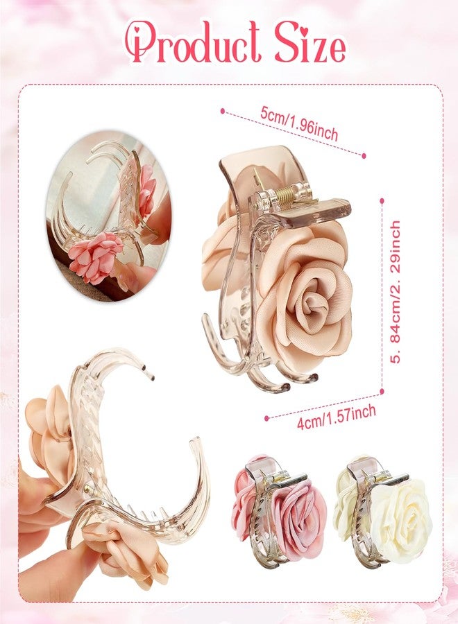 CoolShef مجموعة مشابك شعر CoolShef ثلاثية القطع على شكل زهرة، مشبك شعر صغير لتسريحة ذيل الحصان العالية، مشابك شعر أنيقة بتصميم وردة للنساء والفتيات، إكسسوارات شعر زهرية خفيفة الوزن - Image 2