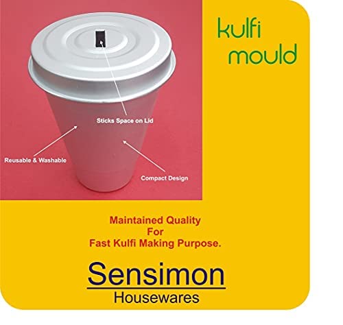 Sensimon Aluminium Kulfi Cone Mould with Stick | 80ml Capacity | Reusable Traditional Popsicle, Kulfi & Ice Cream Maker DIY Kit for Home Freezer | 7 x 5 x 2.5 cm | Set of 4 Without Stand (Silver) - Image 2