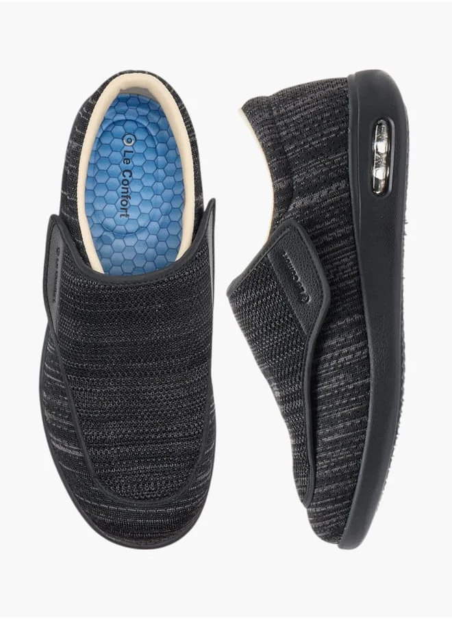 لو كونفورت Men Textured Slip-On Sneakers with Hook and Loop Closure