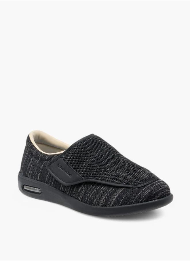 لو كونفورت Men Textured Slip-On Sneakers with Hook and Loop Closure