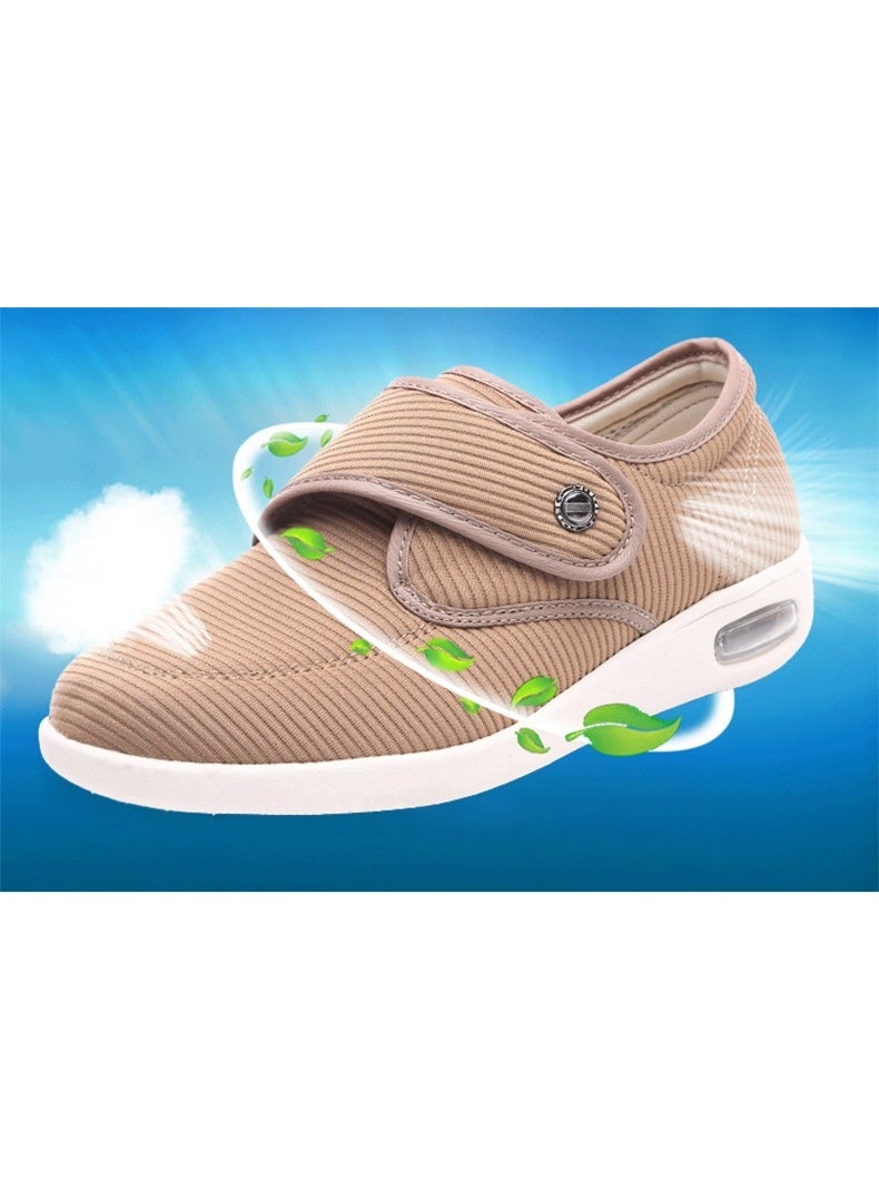 youyun Unisex plus-size shoes, specially designed for diabetics and the elderly. Adjustable to accommodate foot swelling, featuring a non-slip double-layer insole and an air-cushioned sole (black). - Image 4
