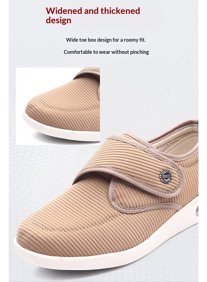 youyun Unisex plus-size shoes, specially designed for diabetics and the elderly. Adjustable to accommodate foot swelling, featuring a non-slip double-layer insole and an air-cushioned sole (black). - Image 2