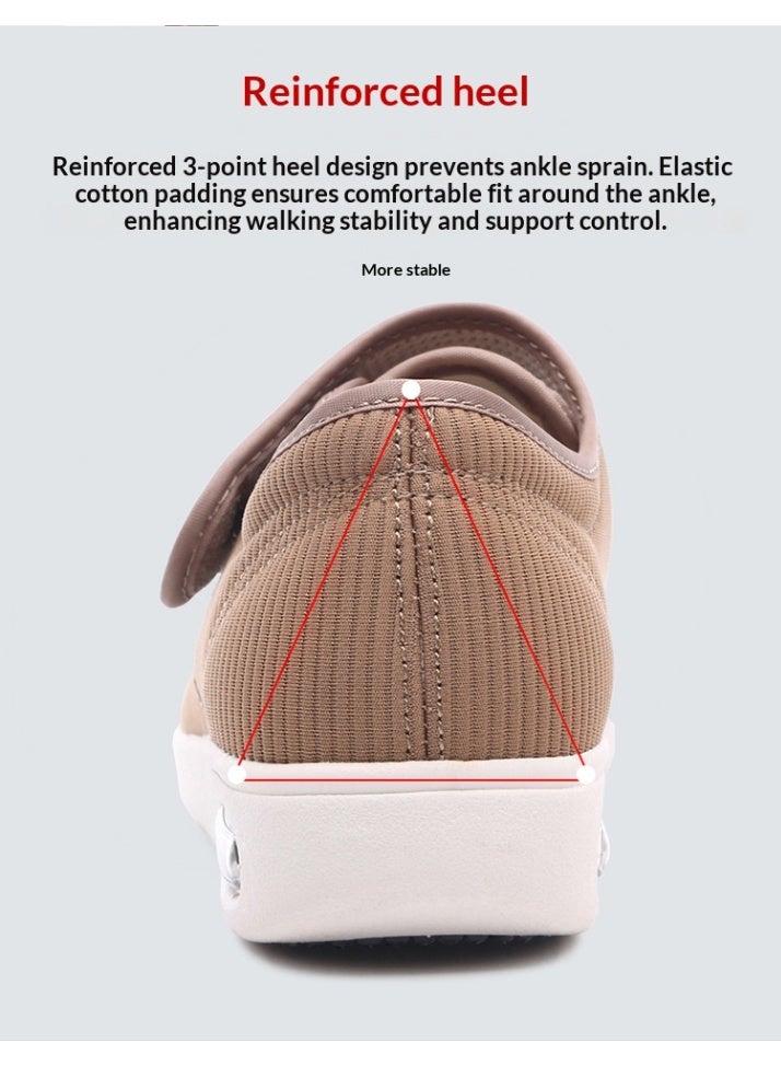 youyun Unisex plus-size shoes, specially designed for diabetics and the elderly. Adjustable to accommodate foot swelling, featuring a non-slip double-layer insole and an air-cushioned sole (black). - Image 3