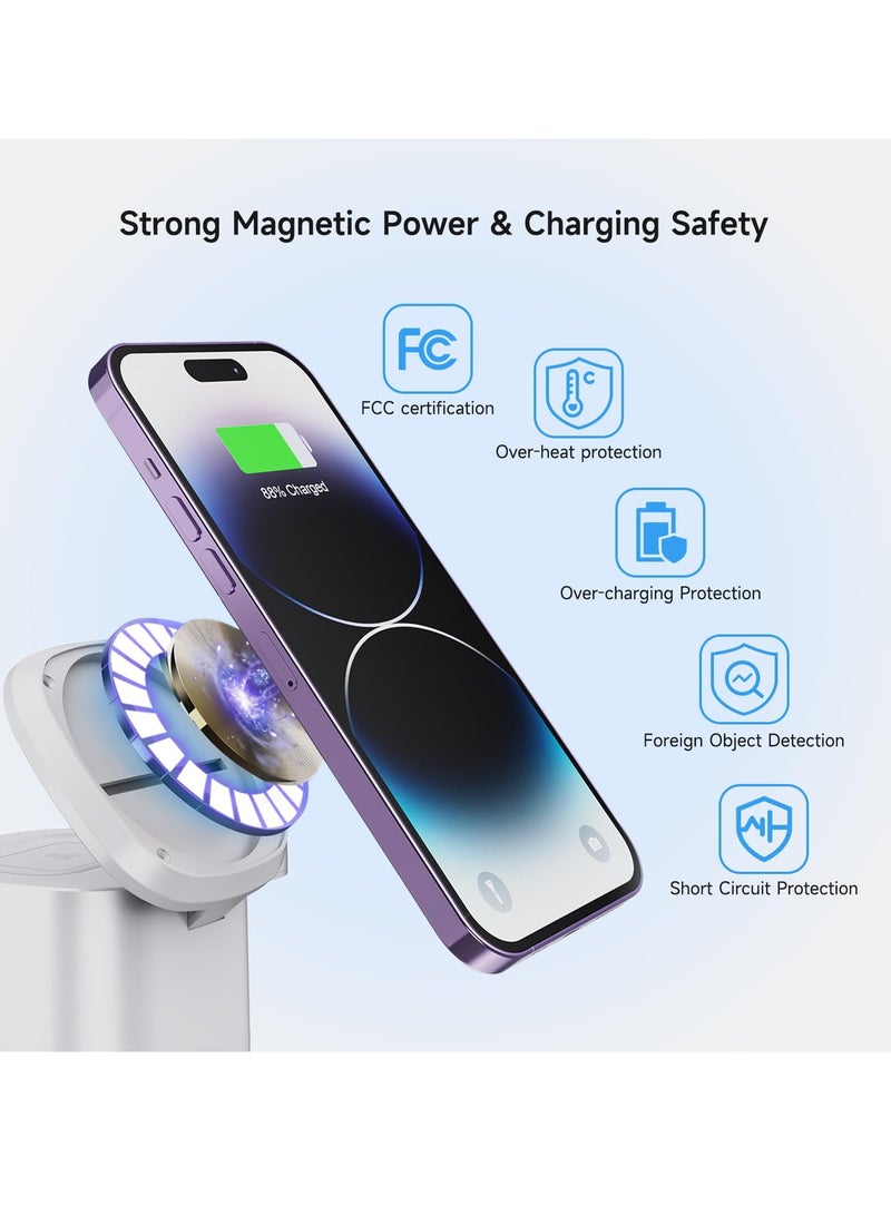 SYOSI 3 in 1 Wireless Charging Station, Magnetic Charger Stand Fit for iPhone 15/14/13/12, Fit for Apple Devices 15W Fast Charging Wireless Charger Cube, Travel Charger Fit for iWatch & AirPods' 2/3/Pro - Image 4