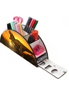 KutuTR Wooden Vip Dinosaur Series Desktop Pen Holder with Rainbow Ruler Organizer for Children Mounted Boxed  - Image 5