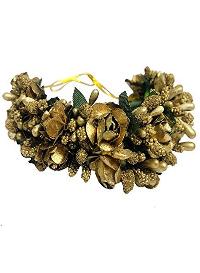Evisha دبوس شعر على شكل زهرة صناعية من الورق الذهبي اللون من إيفيشا، دبوس شعر جودا، إكسسوارات شعر غاجارا - Image 1