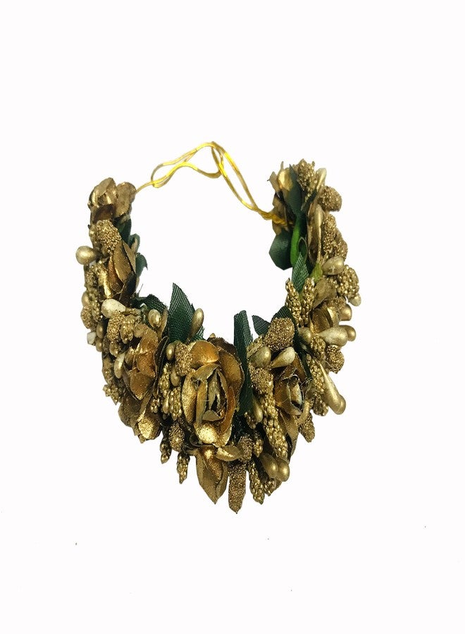 Evisha دبوس شعر على شكل زهرة صناعية من الورق الذهبي اللون من إيفيشا، دبوس شعر جودا، إكسسوارات شعر غاجارا - Image 2