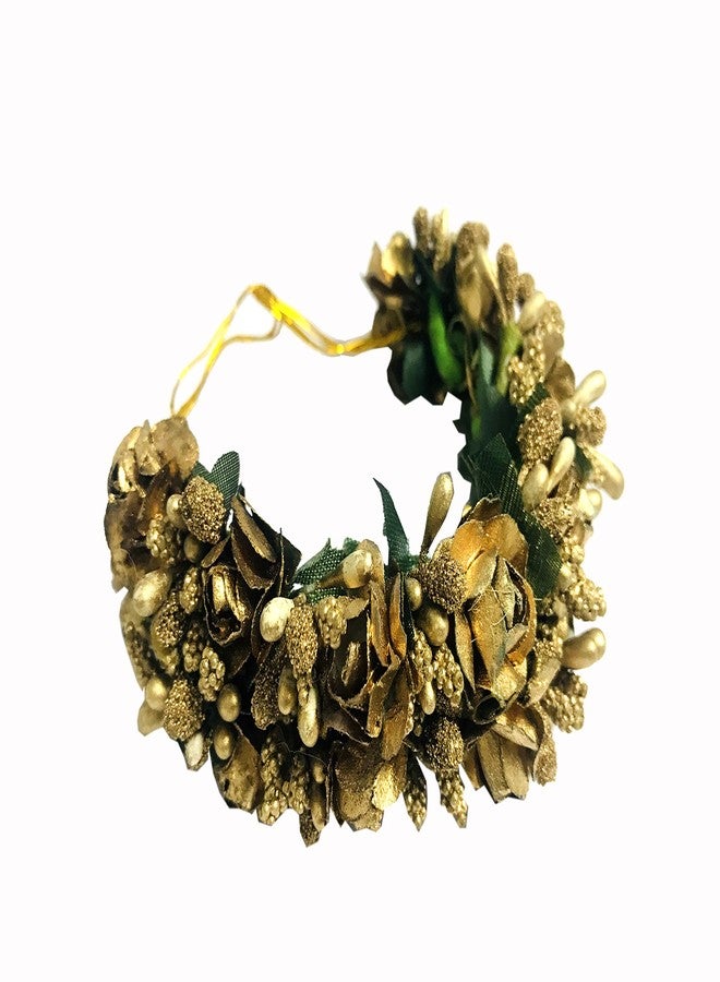 Evisha دبوس شعر على شكل زهرة صناعية من الورق الذهبي اللون من إيفيشا، دبوس شعر جودا، إكسسوارات شعر غاجارا - Image 3