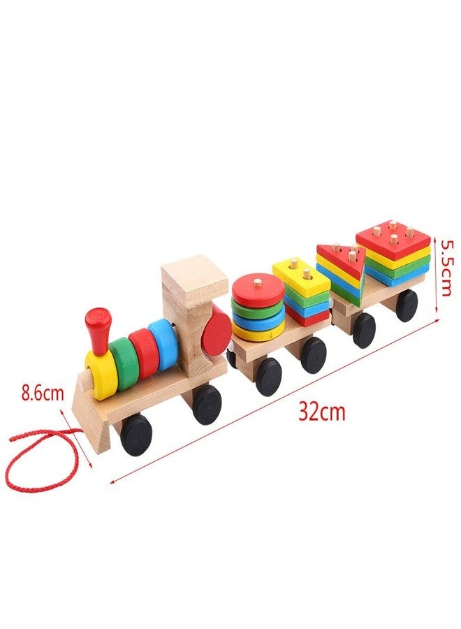 Little Mind Wooden Pull Along Train Toy for Kids 2+ | Colorful Stacking & Sorting Blocks with Peg Cars | Montessori Educational Toy for Motor Skills, Color Recognition & Early Learning - Image 3