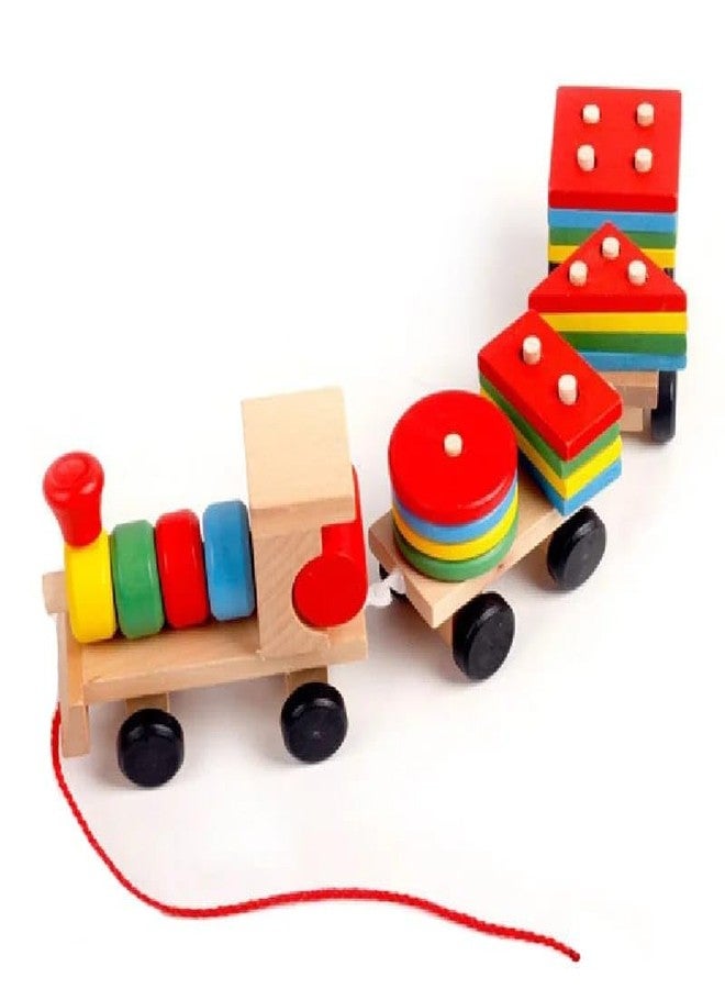Little Mind Wooden Pull Along Train Toy for Kids 2+ | Colorful Stacking & Sorting Blocks with Peg Cars | Montessori Educational Toy for Motor Skills, Color Recognition & Early Learning - Image 5