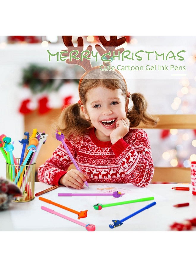 Containlol 48 Pieces Cartoon Cute Fun Pens for Kids Cool Pens Black Gel Ink Pens Bulk for Girls Funny Writing Pens Teachers School Office Easter Day Gifts Supplies, 12 Styles(Cute Animals) - Image 2