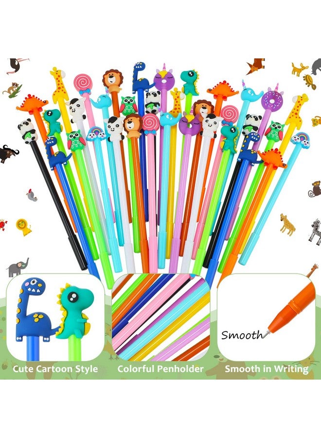 Containlol 48 Pieces Cartoon Cute Fun Pens for Kids Cool Pens Black Gel Ink Pens Bulk for Girls Funny Writing Pens Teachers School Office Easter Day Gifts Supplies, 12 Styles(Cute Animals) - Image 5