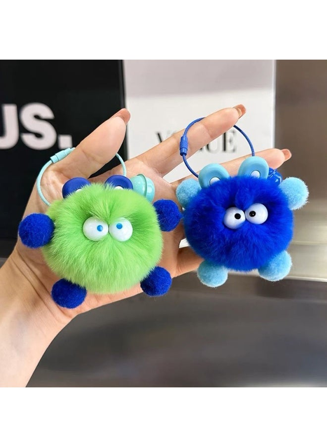 Generic Cute Fluffy Fur Pompom Keychain Soft Plush Ball Key Chain Car Ring Women Charm Bag Small Briquettes Pendant Jewelry-Color:style 14  - Image 3