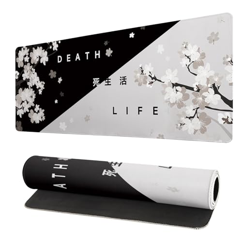 Brecoy Extended Gaming Mouse Pad Large Gaming Mouse Waterproof with Stitched Edges NonSlip Desktop Pad for Home and Office Level Up Your 315x118 Inch Black and White Life - Image 1