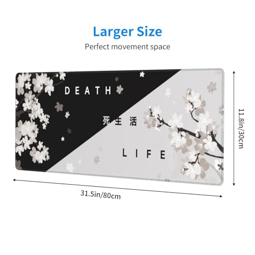 Brecoy Extended Gaming Mouse Pad Large Gaming Mouse Waterproof with Stitched Edges NonSlip Desktop Pad for Home and Office Level Up Your 315x118 Inch Black and White Life - Image 3