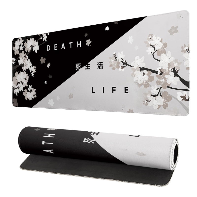 Brecoy Extended Gaming Mouse Pad Large Gaming Mouse Waterproof with Stitched Edges NonSlip Desktop Pad for Home and Office Level Up Your 315x118 Inch Black and White Life - Image 2