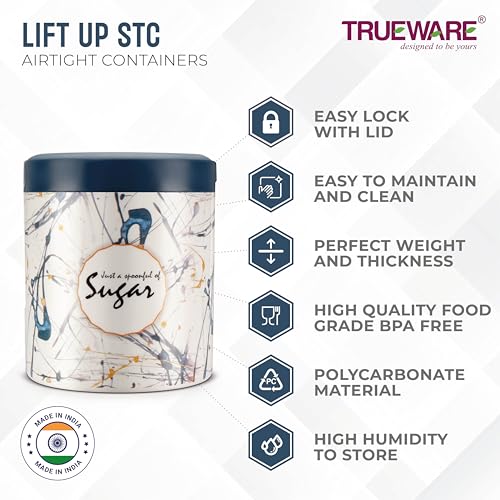 Trueware Lift up Sugar Tea Container | Set of 2 | Blue | Tea, Sugar Container | Tea, Sugar Jar| 750 ML Each | Air tight | BPA Free | 100% Food Grade Plastic Body | Odour Proof | Kitchen Storage - Image 5