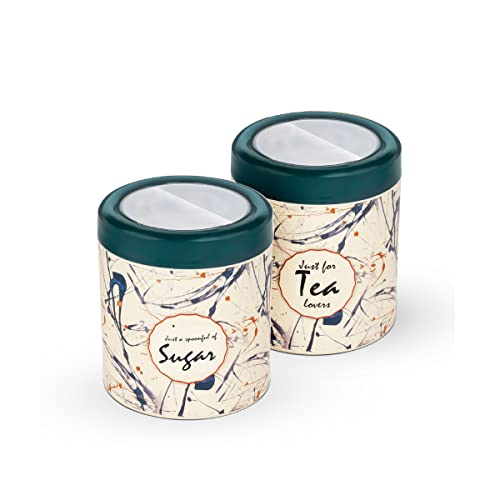 Trueware Lift up Sugar Tea Container | Set of 2 | Blue | Tea, Sugar Container | Tea, Sugar Jar| 750 ML Each | Air tight | BPA Free | 100% Food Grade Plastic Body | Odour Proof | Kitchen Storage - Image 1