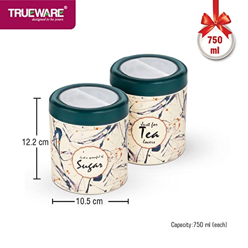 Trueware Lift up Sugar Tea Container | Set of 2 | Blue | Tea, Sugar Container | Tea, Sugar Jar| 750 ML Each | Air tight | BPA Free | 100% Food Grade Plastic Body | Odour Proof | Kitchen Storage - Image 3