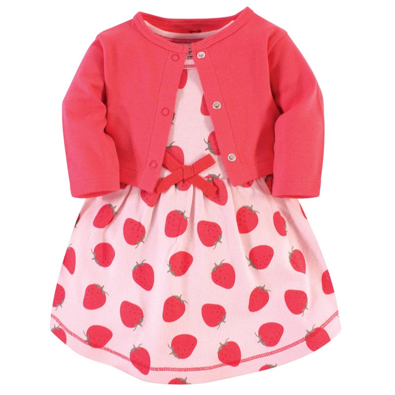 Touched by Nature Touched by Nature Baby Girls Organic Cotton Dress and Cardigan Strawberries 1824 Months 