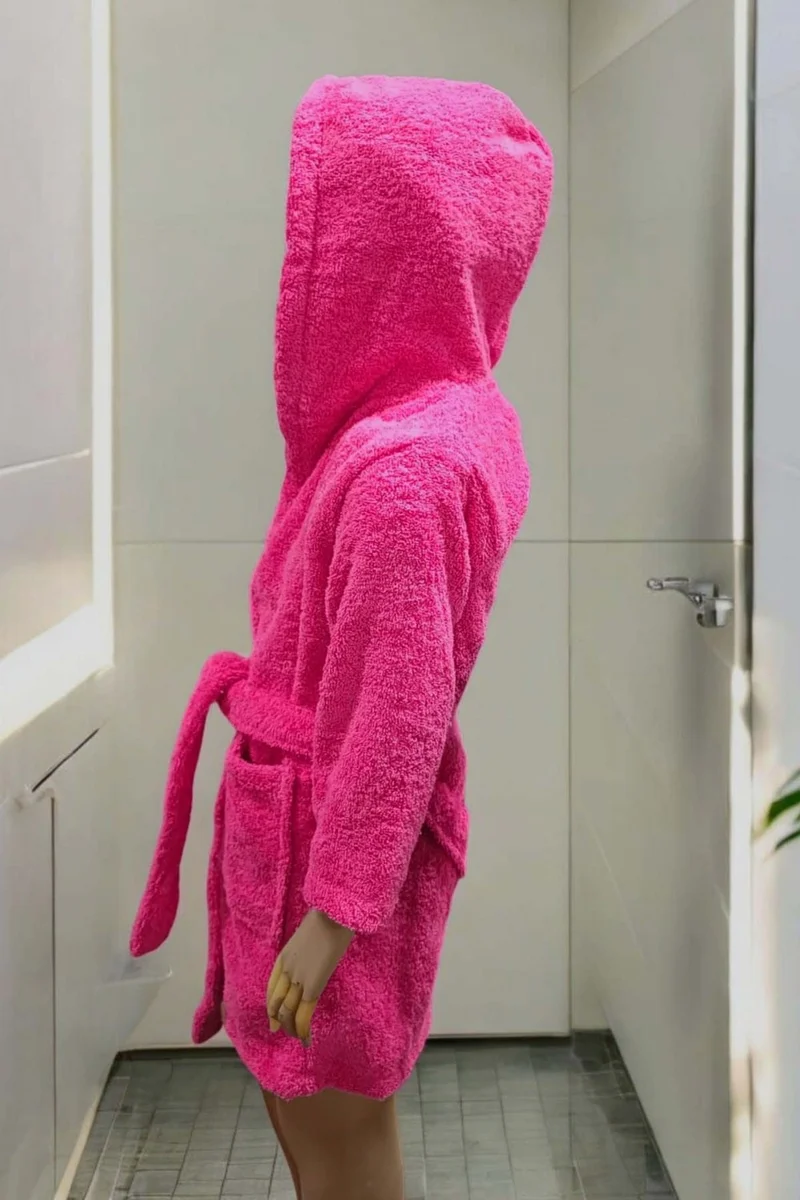 Mislina Home Cotton Hooded Pink Girl's Bathrobe 5/6 Years Old