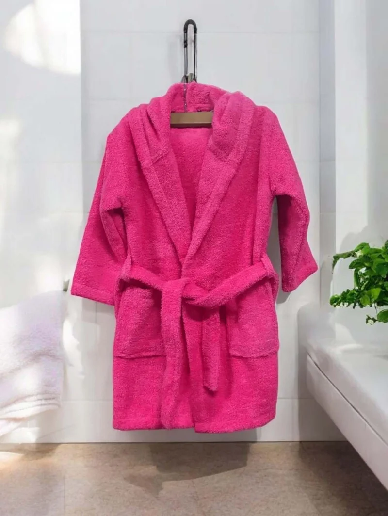 Mislina Home Cotton Hooded Pink Girl's Bathrobe 5/6 Years Old